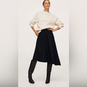 Asymmetrical midi wool skirt